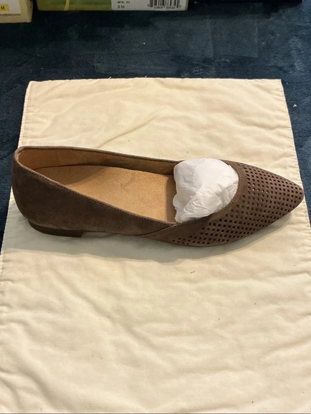 Vionic Taupe Perforated Pointed-Toe Flat